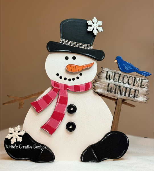 Sitting Snowman Door Hanger/Shelf Sitter