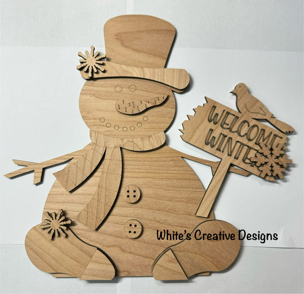 Sitting Snowman Door Hanger/Shelf Sitter