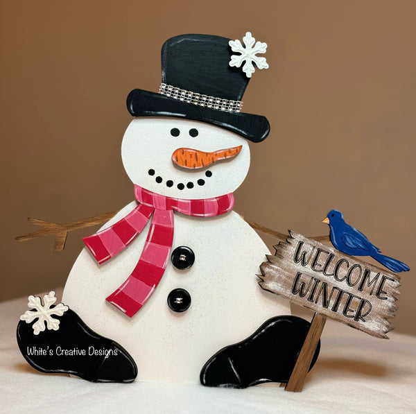 Sitting Snowman Door Hanger/Shelf Sitter