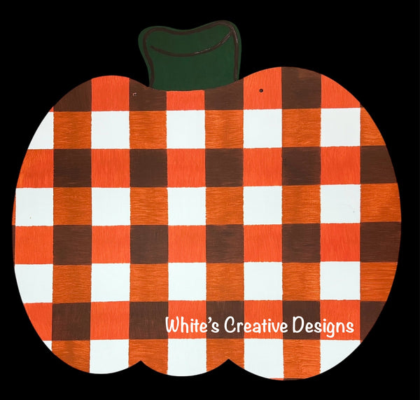 Double Pumpkin Door Hanger w/dots & stripes