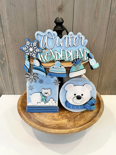 Winter Polar Bear Tiered Tray