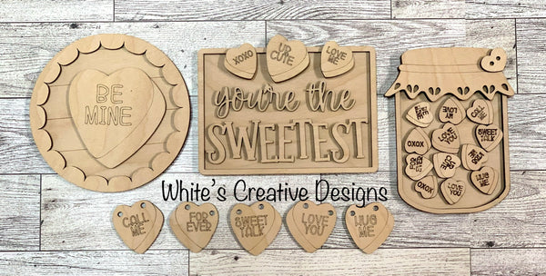 Conversation Hearts Valentine Tiered Tray