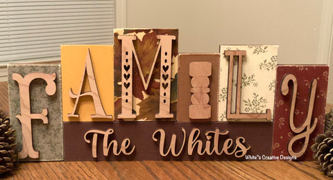 FAMILY (personalized) Block letter sign