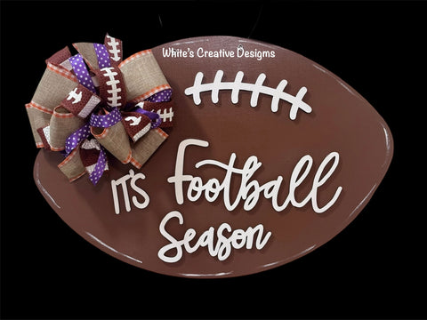 Football Door Hanger with 3-D wording