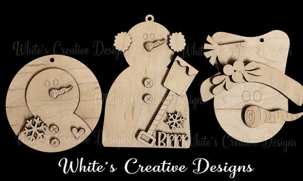 Snowman Ornaments trio or individual