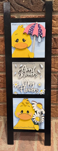 April Showers/May Flowers Duck Leaning Ladder and Tile kits