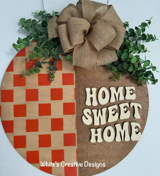 Retro Home Sweet Home Door Hanger