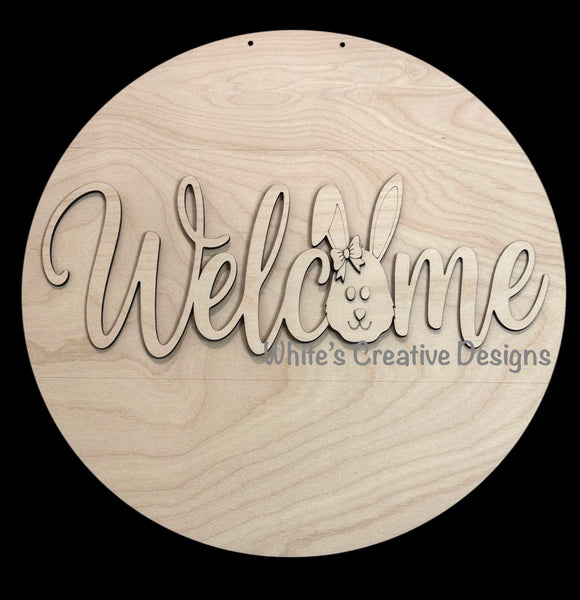 Welcome Bunny Face Door Hanger with Stencil