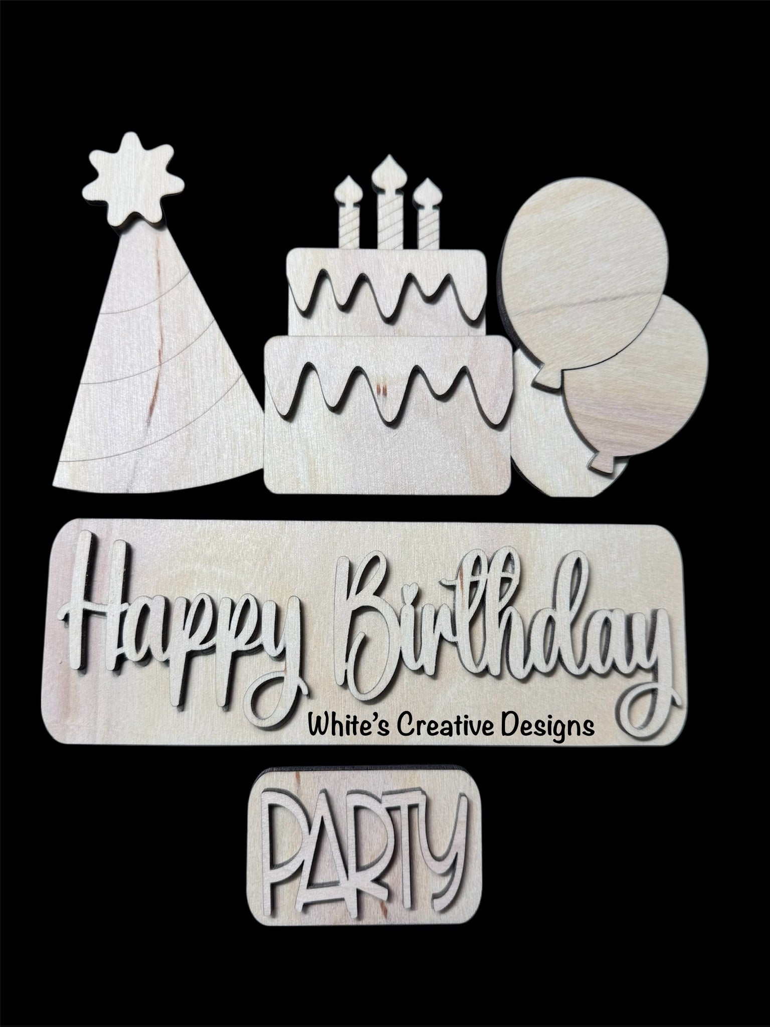 Truck or Cutting Board Shelf Sitter- Happy Birthday