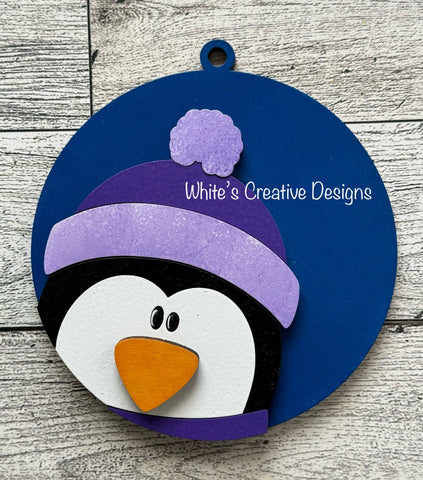 Penguin Round Christmas Ornament