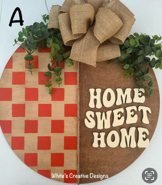 Retro Home Sweet Home Door Hanger