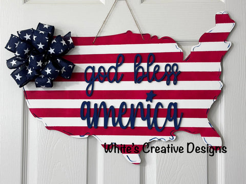 United States God Bless America Door Hanger  (Digital Download, SVG)