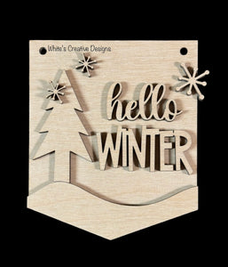 Hello Winter Door Hanger/Shelf Sitter/Tiered Tray