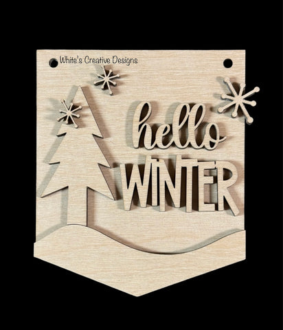 Hello Winter Door Hanger/Shelf Sitter/Tiered Tray
