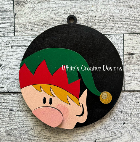 Elf Round Christmas Ornament