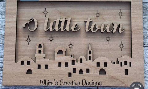 O Little Town Tiered Tray Sign (painted)
