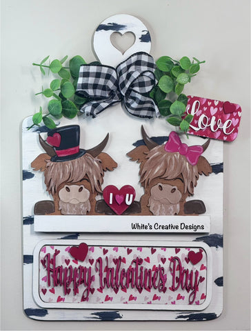 Truck or Cutting Board Shelf Sitter- Valentine Highland Cow