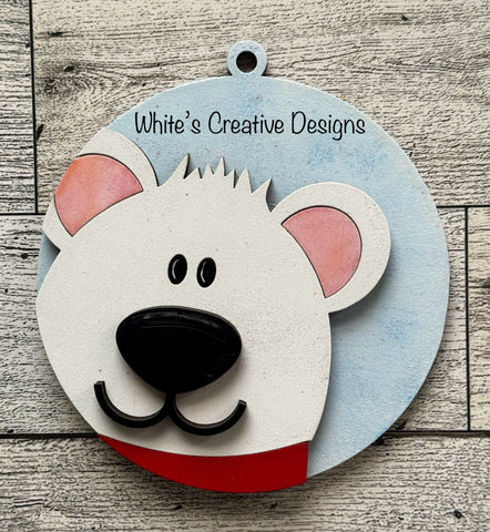 Polar Bear Round Christmas Ornament