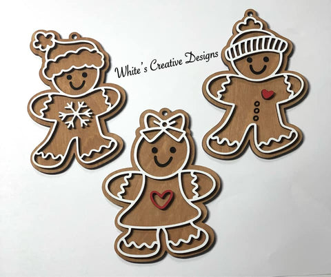 Gingerbread Trio Christmas Ornaments