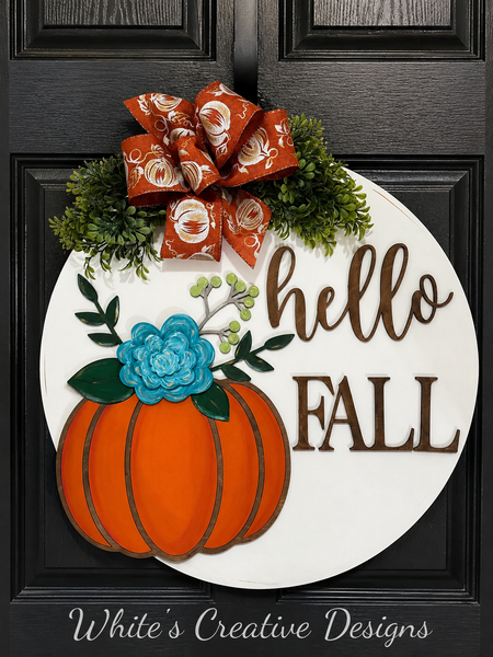 Floral hello FALL Door Hanger