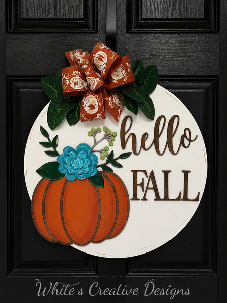 Floral hello FALL Door Hanger