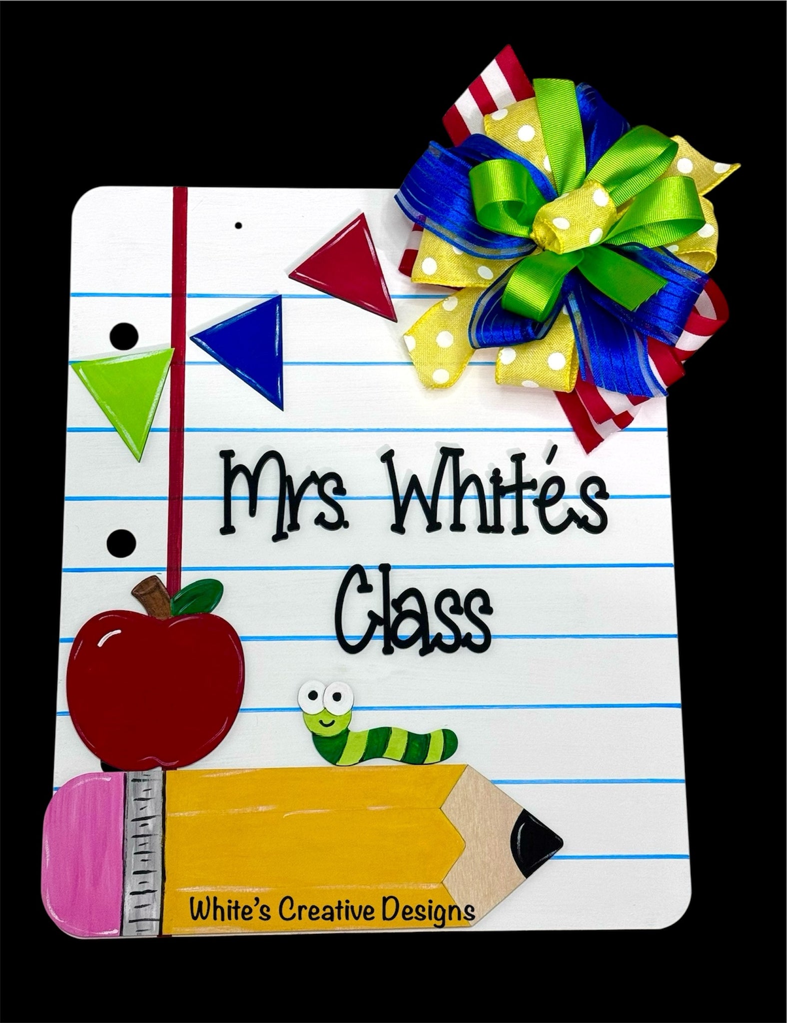 Teacher Notebook Paper Name Door Hanger, svg