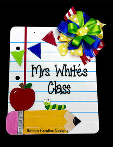 Teacher Notebook Paper Name Door Hanger, svg