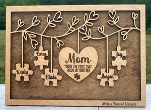 Puzzle Piece Mom sign