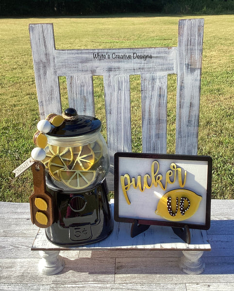 Lemon (Pucker Up)Gumball Machine Filler, Sign & Scoop