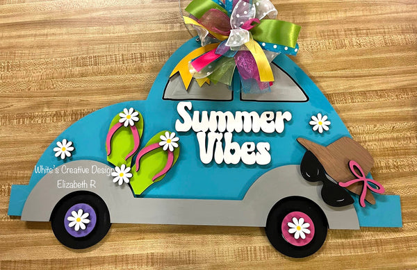 Summer Vibes VW Bug Door Hanger