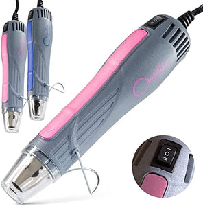 Heat Gun for Crafts, Mini Dual Temp Hot Air Gun Tool for Epoxy Resin, Shrink Wrapping, Vinyl Wrap, Embossing, Electronics, Candle Making, Sublimation, Phone Repair & DIY (Pink)