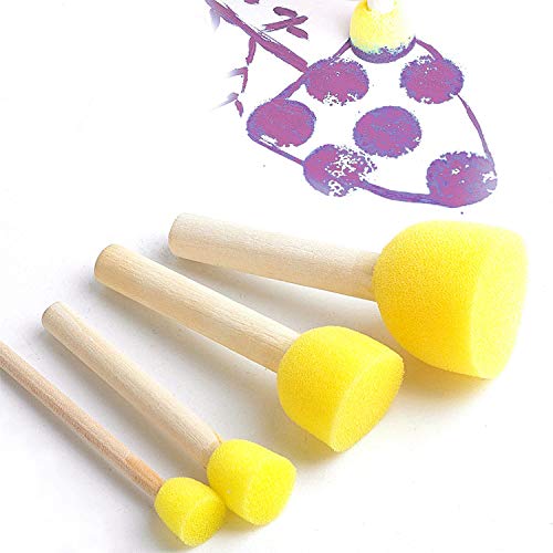 60pcs Assorted Round Paint Foam Sponge Brush Set Painting Tools Brush Set - Great for Kids Arts and Crafts Stencils Painting