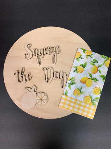 Lemon - Squeeze The Day Napkin Door Hanger/ Shelf Sitter