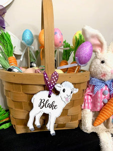 Lamb Easter Basket Name Tag (E022)