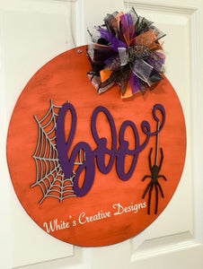 Halloween Boo Round Door Hanger (H017)