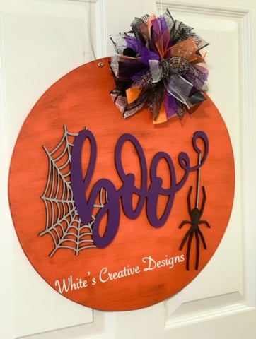 Halloween Boo Round Door Hanger (H017)