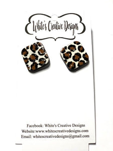 Square Painted Cheetah Post Back Earrings (64)