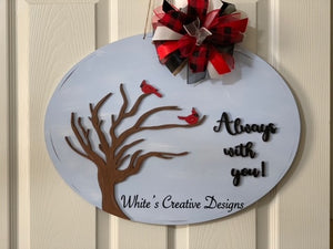 Red Bird Oval Door Hanger (#Y038)