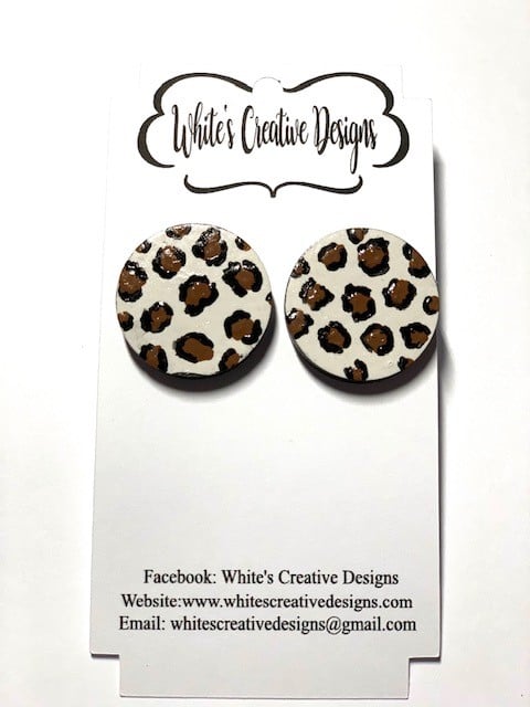 Painted Round Cheetah Print Studs (67)