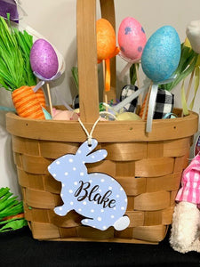 Sitting Bunny Easter Basket Name Tag