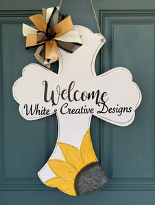 Sunflower Cross Door Hanger    (F007)