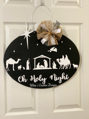 3-D Nativity Oval Door Hanger (C022)