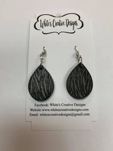 Zebra Teardrop black on black Earrings (72)