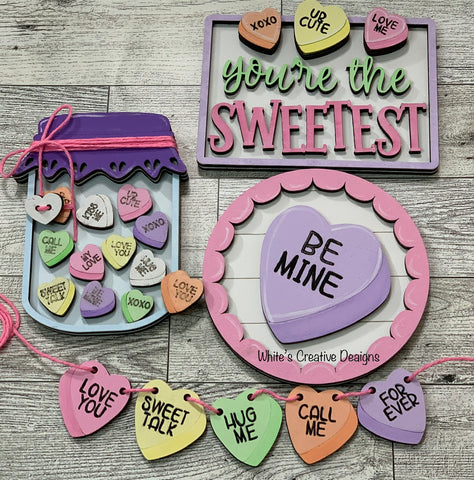 Conversation Hearts Valentine Tiered Tray