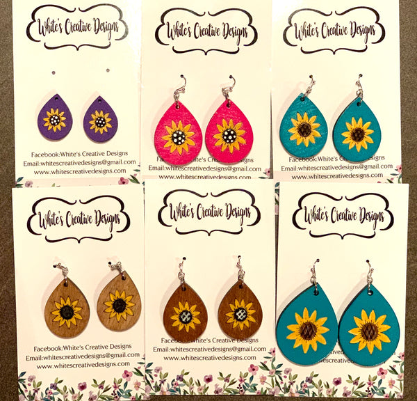 Sunflower Teardrop Earrings