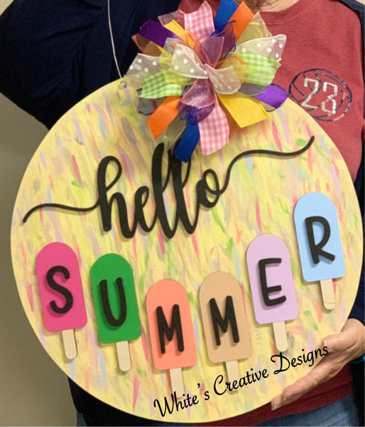 Summer Popsicle Round Door Hanger/Shelf Sitter