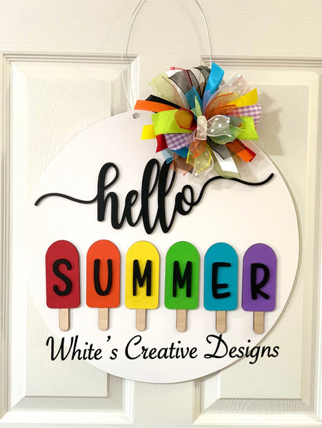 Summer Popsicle Round Door Hanger/Shelf Sitter