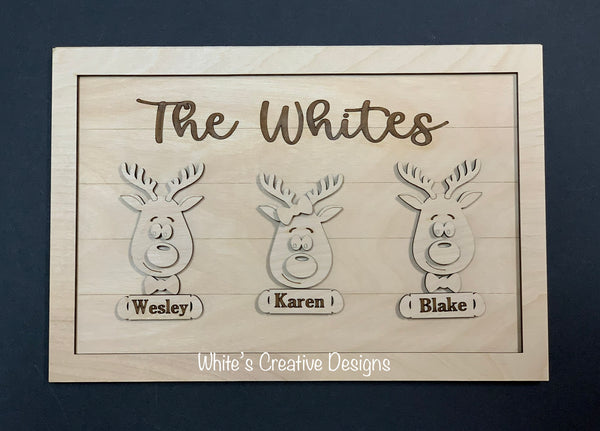 Reindeer Family Sign (DIY kit)    (C026)