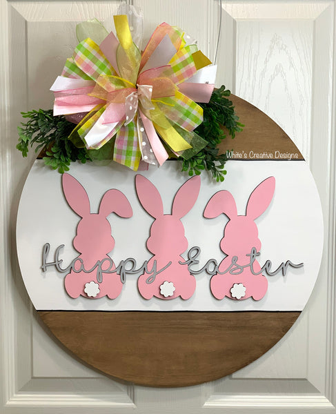 Happy Easter Bunnies Door Hanger