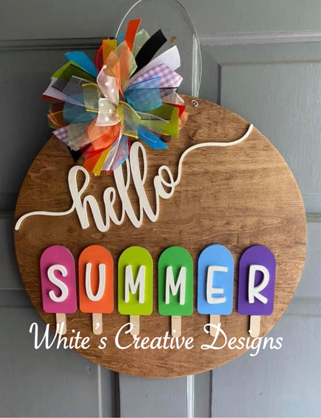 Summer Popsicle Round Door Hanger/Shelf Sitter